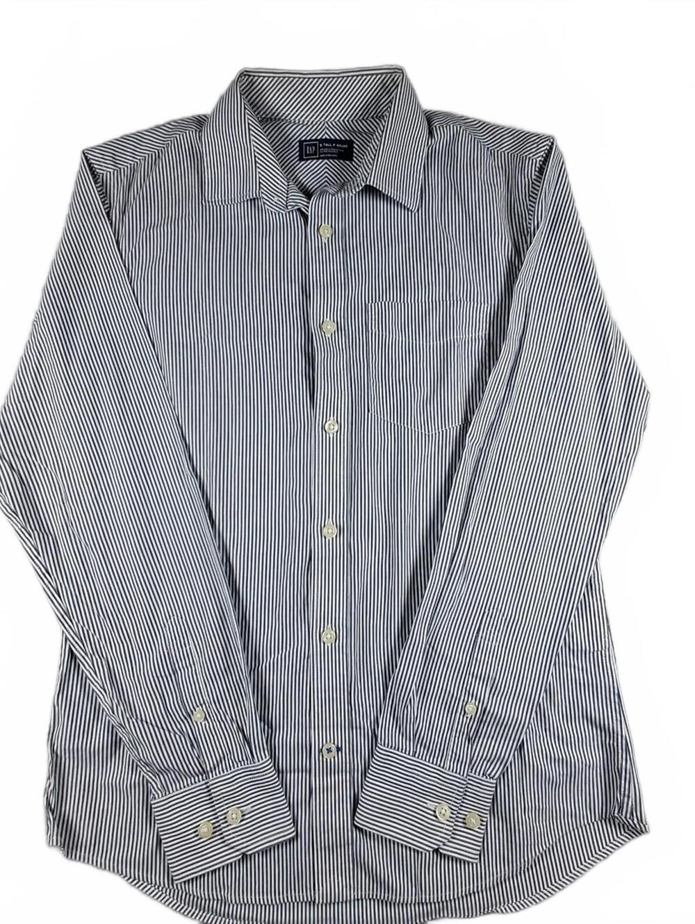 GAP Tall Men’s S Long Sleeve Striped Shirt 100% Cotton Wrinkle Resistant